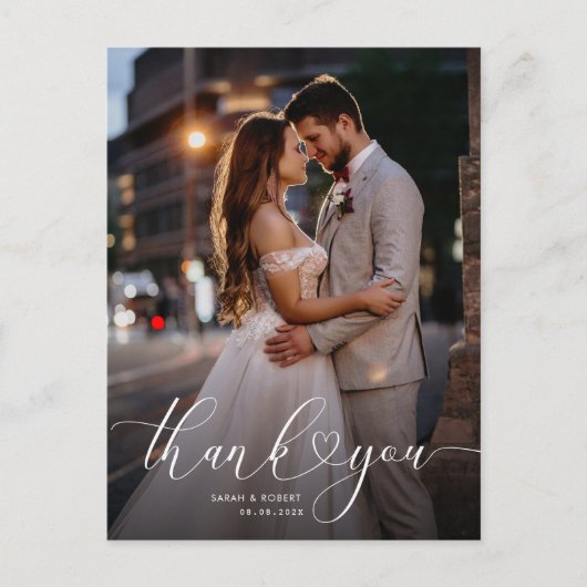 スクリプユニークト結婚の感謝していユーの写真カード ポストカード (正面)