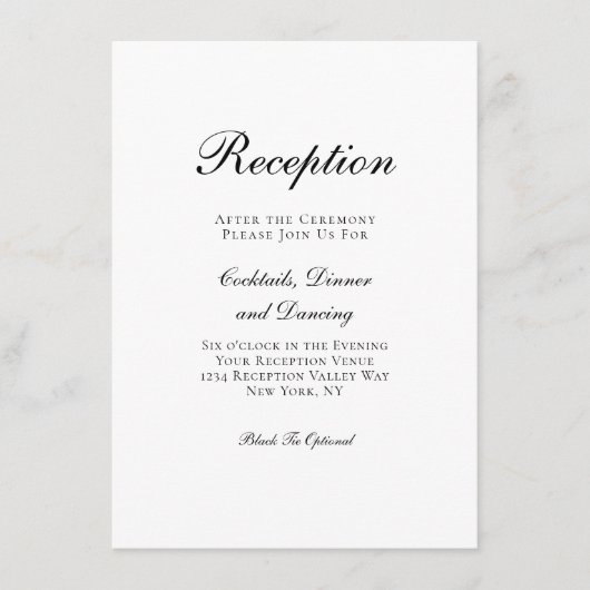 スクリプ伝統的トフォーマルウェディングレセプション エンクロージャーカード (正面)