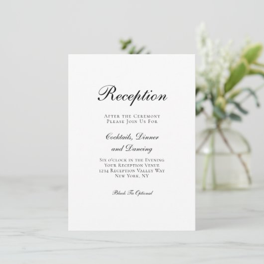 スクリプ伝統的トフォーマルウェディングレセプション エンクロージャーカード (スタンド正面)