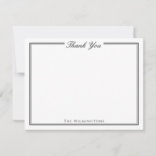 スクリプ伝統的ト黒白ありがとう サンキューカード (正面)