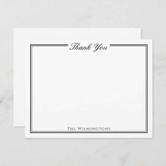 スクリプ伝統的ト黒白ありがとう サンキューカード (正面/裏面)
