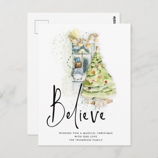 スクリプ信じトチャイルドウィンドウクリスマスイブ魔法 ポストカード (正面/裏面)