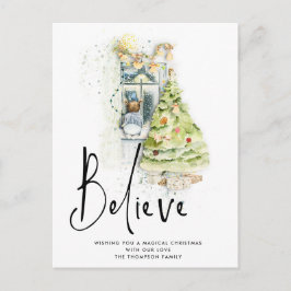 スクリプ信じトチャイルドウィンドウクリスマスイブ魔法 ポストカード