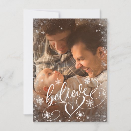 スクリプ信じト |クリスマススノーフレーク2写真 シーズンカード (正面)