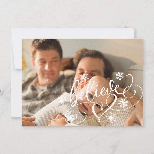 スクリプ信じト |グリーンクリスマススノーフレーク写真 シーズンカード (正面)