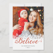 スクリプ信じト・スノーフレーク・オーバーレイ・クリスマスフォト シーズンカード (正面)