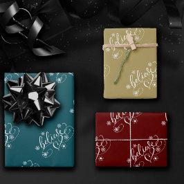 スクリプ信じト |ホワイトホリデー雪の結晶が咲く ラッピングペーパーシート