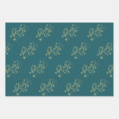 スクリプ信じト |金ゴールドホリデー雪の結晶フローリッシュ ラッピングペーパーシート (正面)