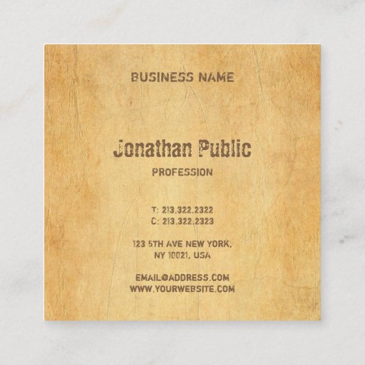 スクリプ動揺してトヴィンテージ旧紙エレガントクール スクエア名刺 (裏面)