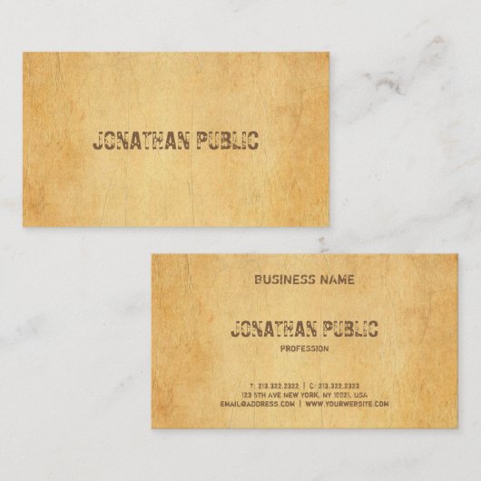 スクリプ動揺してト文字エレガントヴィンテージ旧紙 名刺 (正面/裏面)