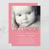 スクリプ大切ト写真《キリスト教》洗礼式や命名式招待状 – ピンク 招待状 (正面/裏面)