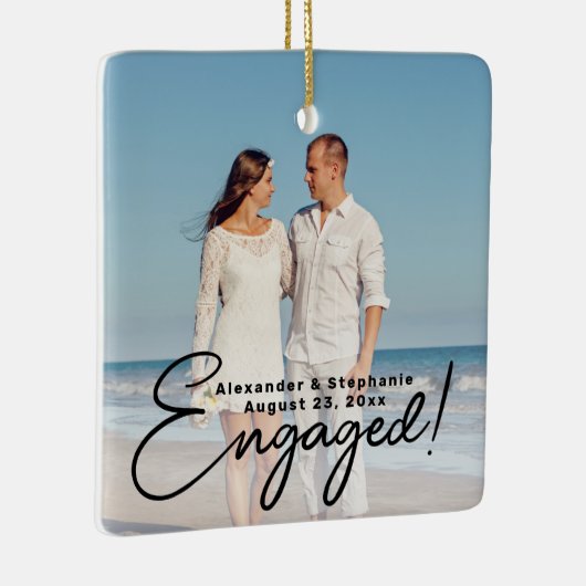 スクリプ婚約したト婚約フォト両面 セラミックオーナメント (右)