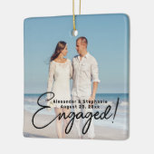 スクリプ婚約したト婚約フォト両面 セラミックオーナメント (左)
