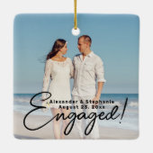 スクリプ婚約したト婚約フォト両面 セラミックオーナメント (裏面)