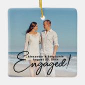 スクリプ婚約したト婚約フォト両面 セラミックオーナメント (正面)