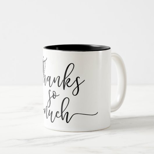 スクリプ感謝していトの種類にお礼をモダン申し上げる ツートーンマグカップ (正面右)