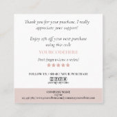 スクリプ感謝していトハート注文バラ金ゴールドドライバ スクエア名刺 (裏面)