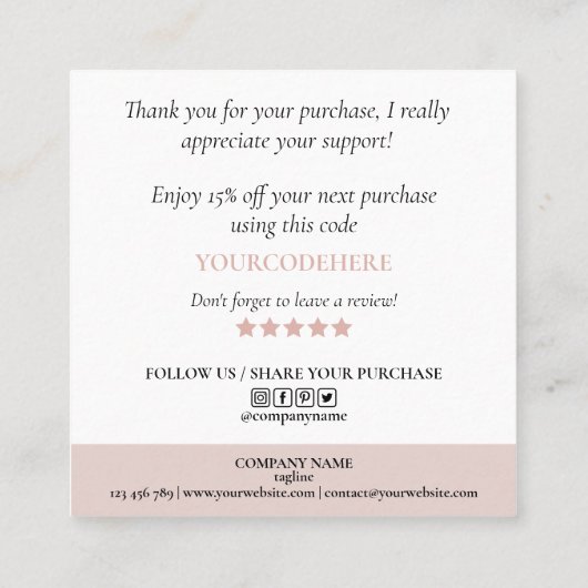 スクリプ感謝していトハート注文バラ金ゴールドドライバ スクエア名刺 (裏面)