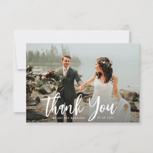 スクリプ感謝していト結婚文字の写真 サンキューカード (正面)