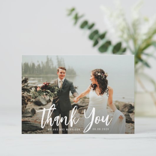 スクリプ感謝していト結婚文字の写真 サンキューカード (スタンド正面)