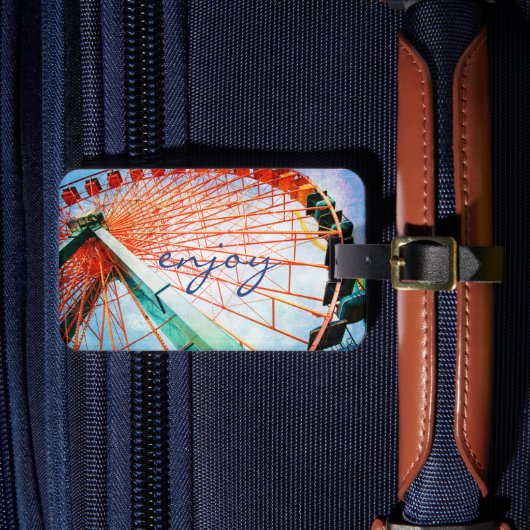 スクリプ楽しむトカラフルカーニバル観覧車フォト ラゲッジタグ (正面インサイチュ4)