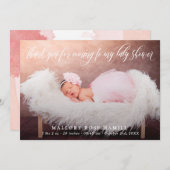 スクリプ渦巻形のトのオーバーレイ写真ありがとう赤ちゃんシャワー 案内状 (正面/裏面)