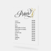 スクリプ渦巻形のト金ゴールドはさみ髪サロン価格表 アクリルサイン (傾斜)