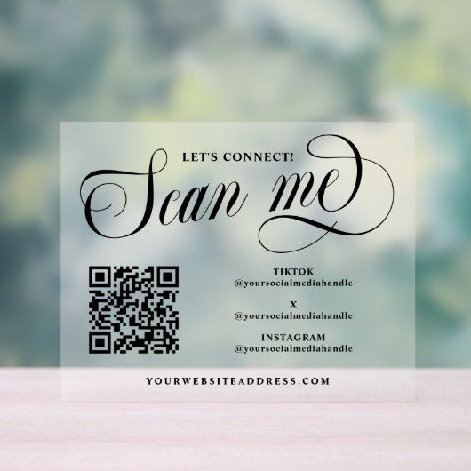 スクリプ渦巻形のトScan Me QRコードソーシャルメディア アクリルサイン (ニュートラル)