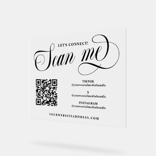 スクリプ渦巻形のトScan Me QRコードソーシャルメディア アクリルサイン (傾斜)