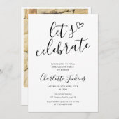 スクリプ祝トハート写真の卒業パーティー 招待状 (正面/裏面)