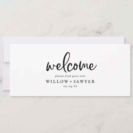 スクリプ素朴トのぶら下がった座席表のウェルカムヘッダー (裏面)