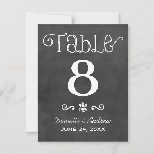 スクリプ素朴トのChalkboardのテー結婚ブル番号 招待状 (裏面)