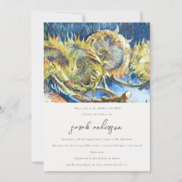 スクリプ素朴トイエローサンフラワーブライダルシャワー 招待状