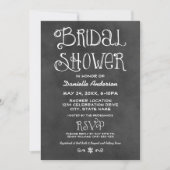 スクリプ素朴トシャルボードブライダルシャワーブラック 招待状 (正面)
