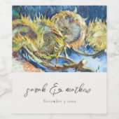 スクリプ素朴トブルーイエローサンフラワー結婚ズ ワインラベル (シングルラベル)