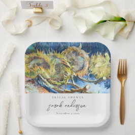 スクリプ素朴トブルーイエローヒマワリブライダルシャワー ペーパープレート