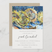 スクリプ素朴トミニマルイエローサンフラワー結婚ズ 招待状 (正面/裏面)