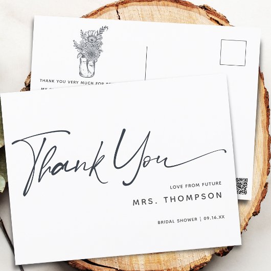 スクリプ素朴トモダンブライダルシャワーありがとう ポストカード