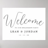 スクリプ素朴トモダン婚約パーティのウェルカムサイン ポスター (正面)