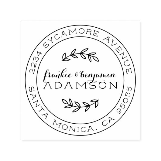 スクリプ素朴トラウンド結婚したカップル差出人住所 セルフインキングスタンプ (デザイン)