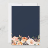 スクリプ素朴ト秋フローラネイビー結婚ブルー 招待状 (裏面)