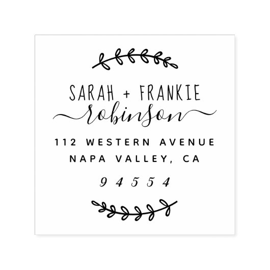 スクリプ素朴ト結婚したカップル差出人住所 セルフインキングスタンプ (デザイン)