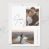 スクリプ素朴ト2フォトウェディング日付の保存 招待状 (正面)