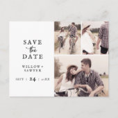 スクリプ素朴ト3フォトコラージュ日付の保存 インビテーションポストカード (正面)