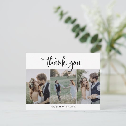 スクリプ素朴ト3写真テンプレートサンキューカード サンキューカード (スタンド正面)