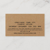 スクリプ素朴ト、カントリークラフト誕生日パーティーチケット エンクロージャーカード (裏面)