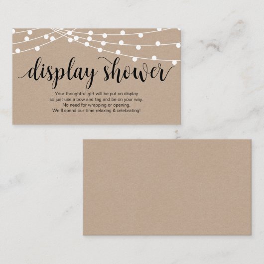 スクリプ素朴ト、クラフト、ストリングライト表示シャワー エンクロージャーカード (正面/裏面)