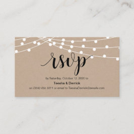 スクリプ素朴ト、クラフト、ストリングライト、ウェディングRSVP エンクロージャーカード