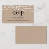 スクリプ素朴ト、クラフト、ストリングライト、ウェディングRSVP エンクロージャーカード (正面/裏面)