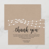 スクリプ素朴ト、ストリングライト、結婚s Thank you エンクロージャーカード (正面/裏面)